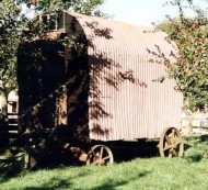 photograph: Somerset Rural Life Museum, Glastonbury. Accession No. TTNCM : 54/1987/1. A hut on display thought to have started life as a road worker’s living van, then used as a shepherd’s hut on the nearby Butleigh Estate. Image date 2009 © Somerset Heritage Service