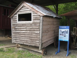 Shepherd's hut at Museum of East Anglian Life, Stowmarket. A hut visible to the public from outside. The interior is currently under restoration. Image date May 2013 © RMN